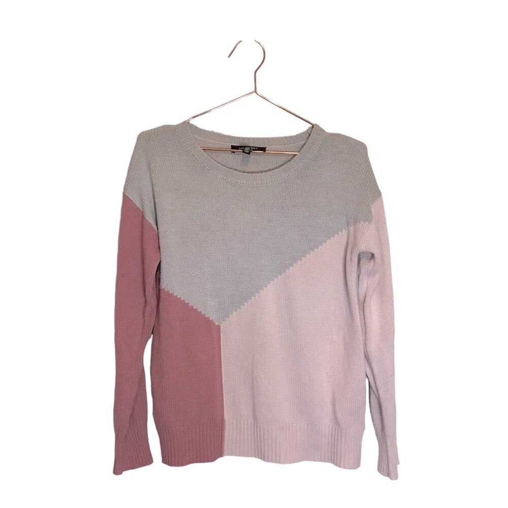 Ellen Tracy Pink Grey Colorblock Sweater Size medium